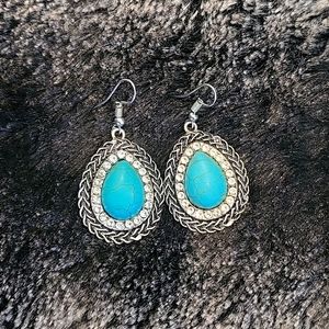 Turquoise & Silver teardrop earrings